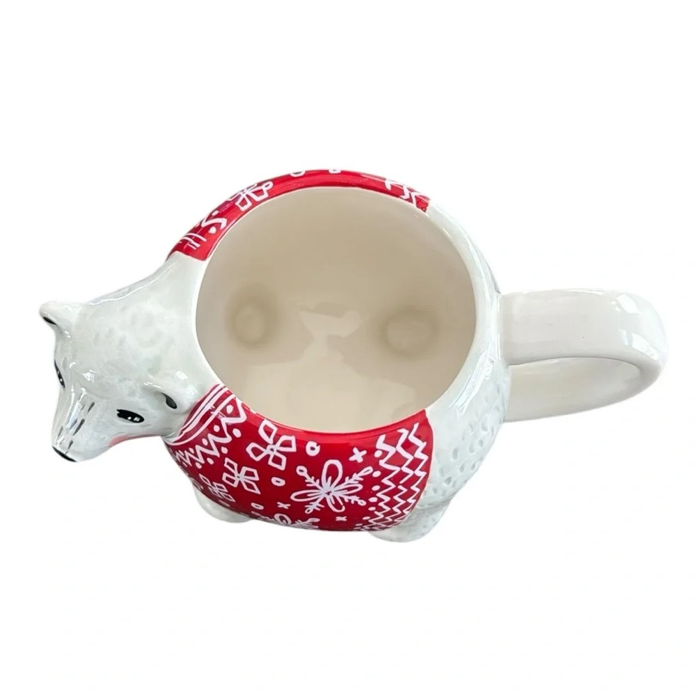 Tag Polar Bear In Red Sweater Ceramic  Coffee Mug 12 Oz.